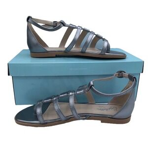NWT Seychelles Contribution Metallic Pewter Gladiator Leather Sandal Size 6.5